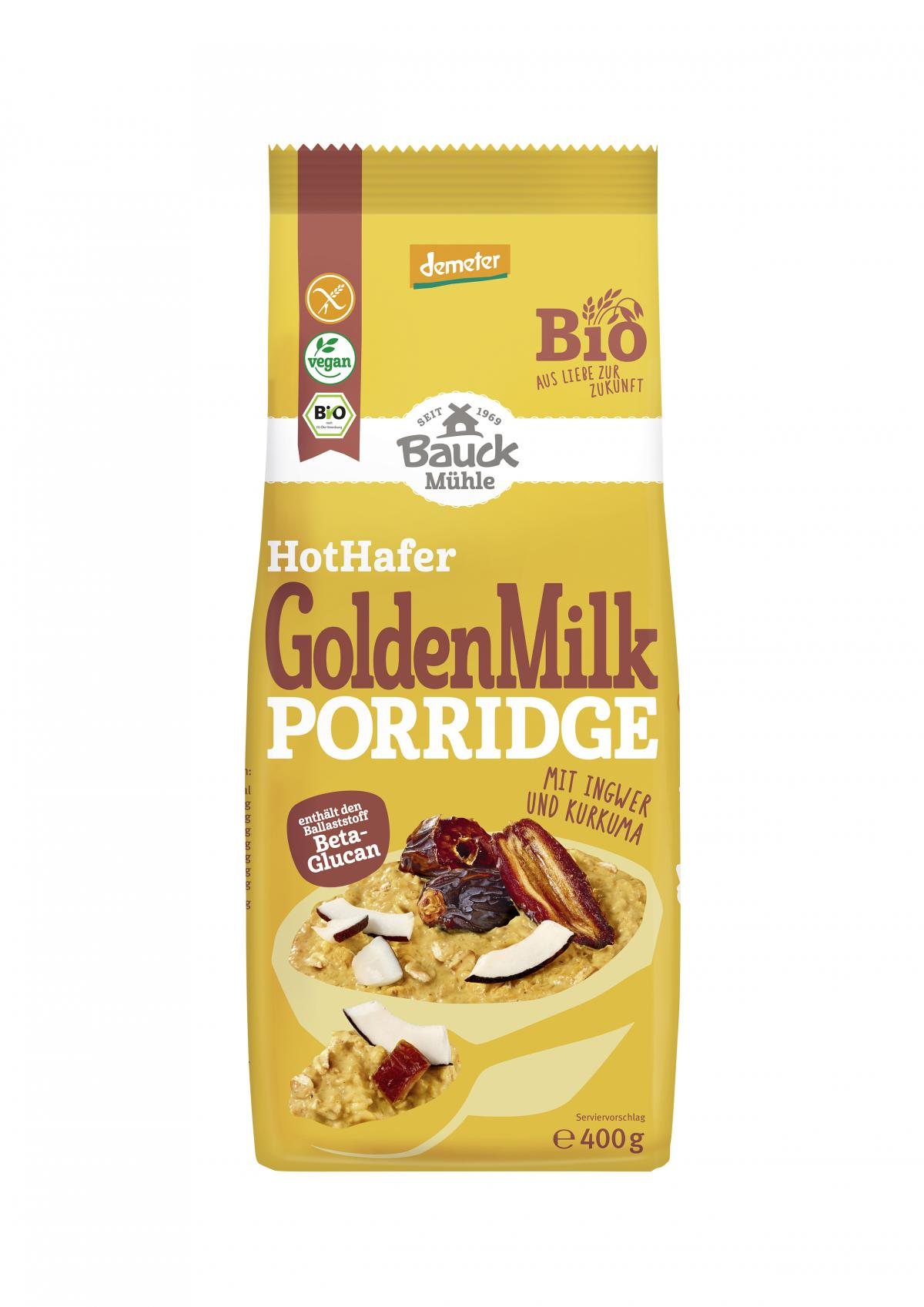 Hot Hafer Golden Milk Porridge glutenfrei DEMETER